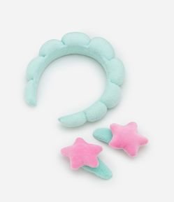 Kit Tiara Puff Rosa + Presilhas de Estrelas Alchemia