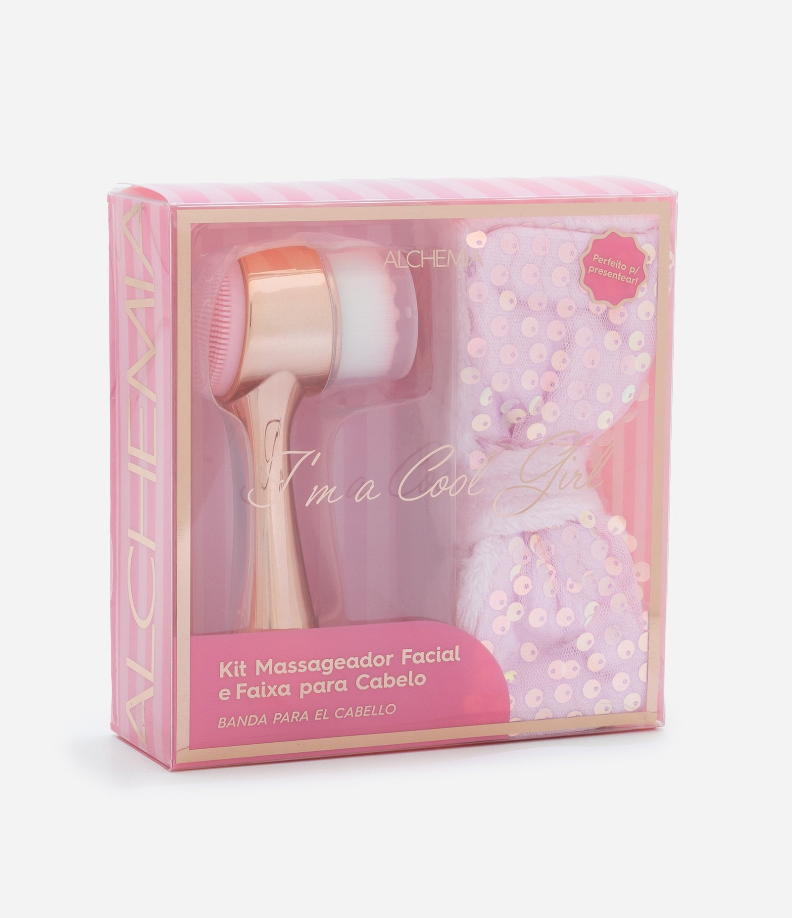 Kit Massageador de Limpeza Facial e Faixa de Cabelo para Skincare Paete  Alchemia U 8