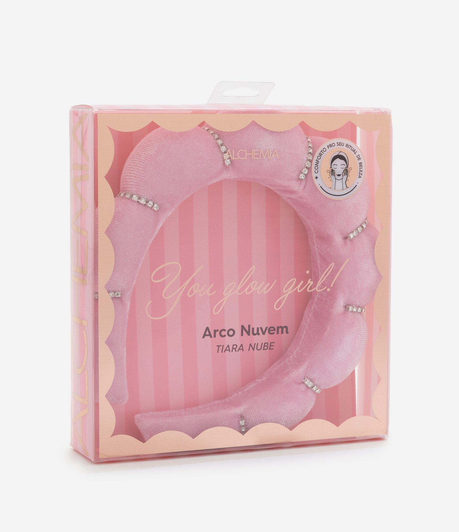 Tiara Puff Rosa com Brilhos Alchemia U 2