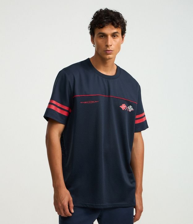 Camiseta Esportiva em Tecnologia Dry com Estampa Chevrolet