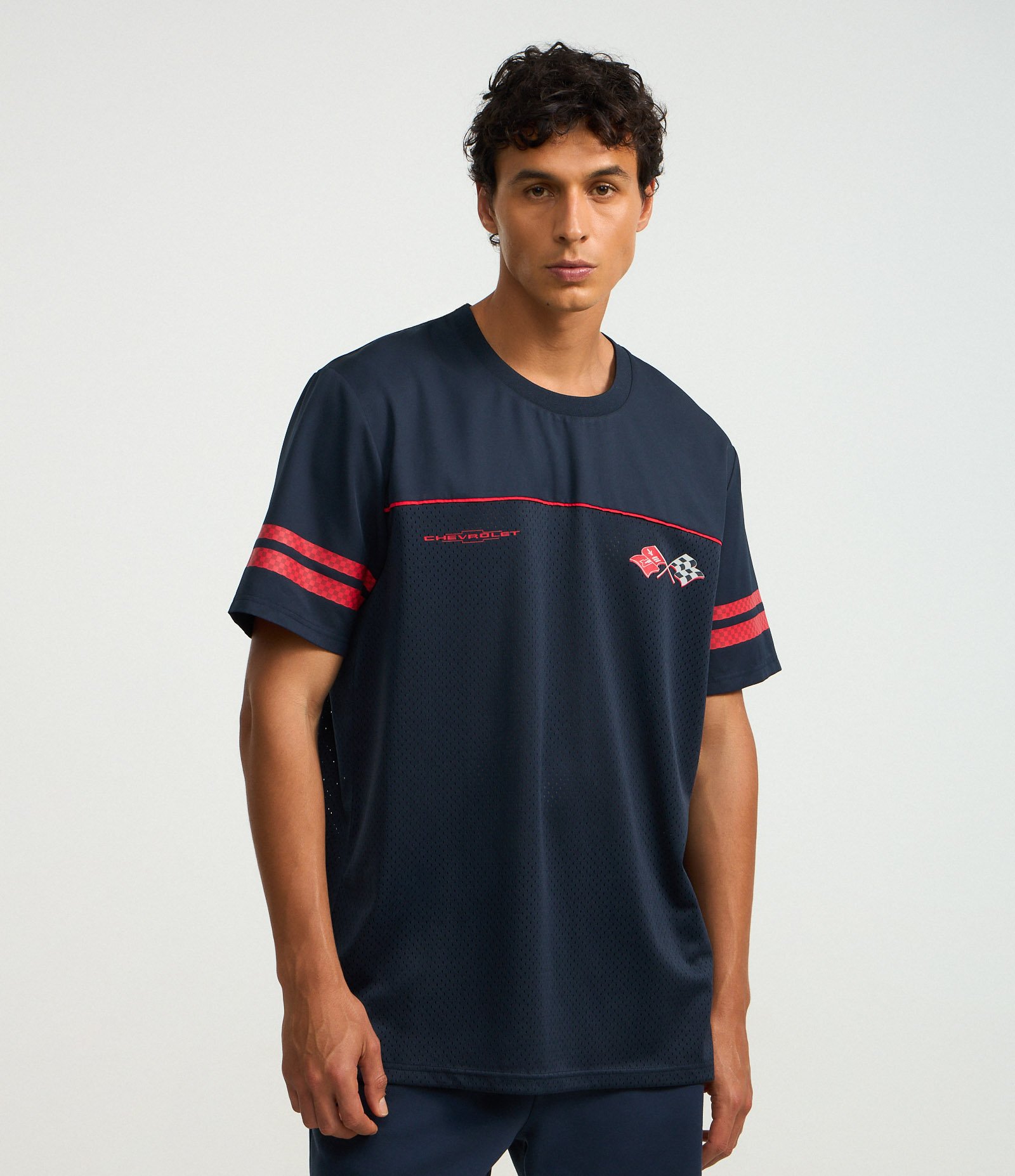 Camiseta Esportiva em Tecnologia Dry com Estampa Chevrolet Azul 1