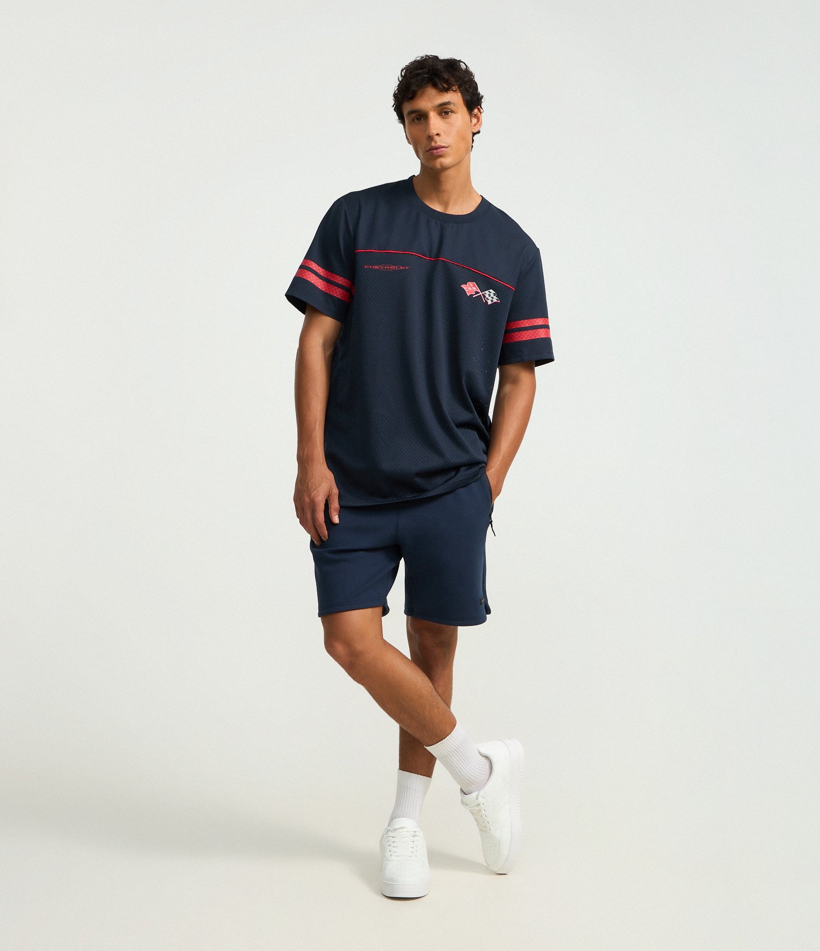 Camiseta Esportiva em Tecnologia Dry com Estampa Chevrolet Azul 2