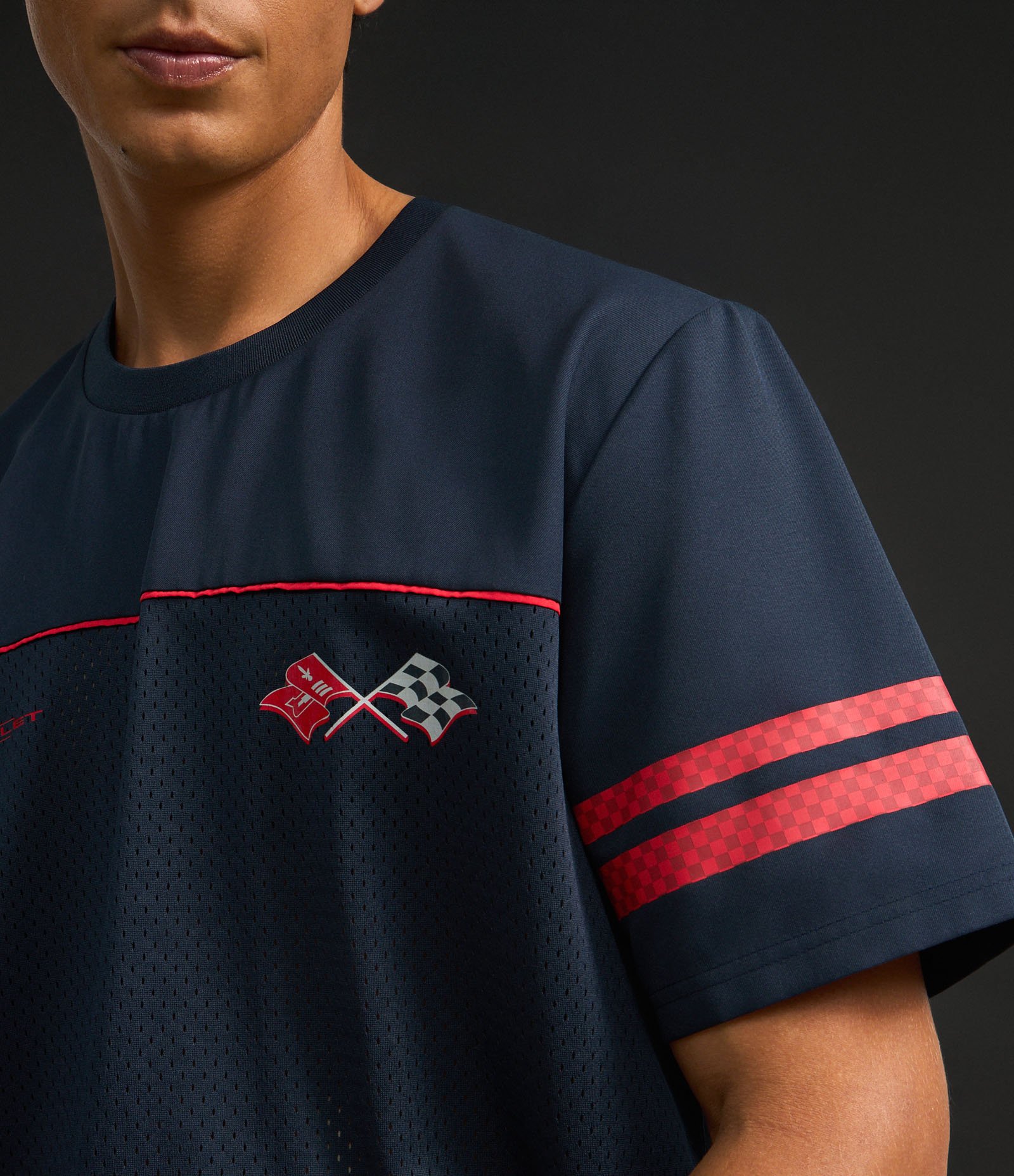 Camiseta Esportiva em Tecnologia Dry com Estampa Chevrolet Azul 4