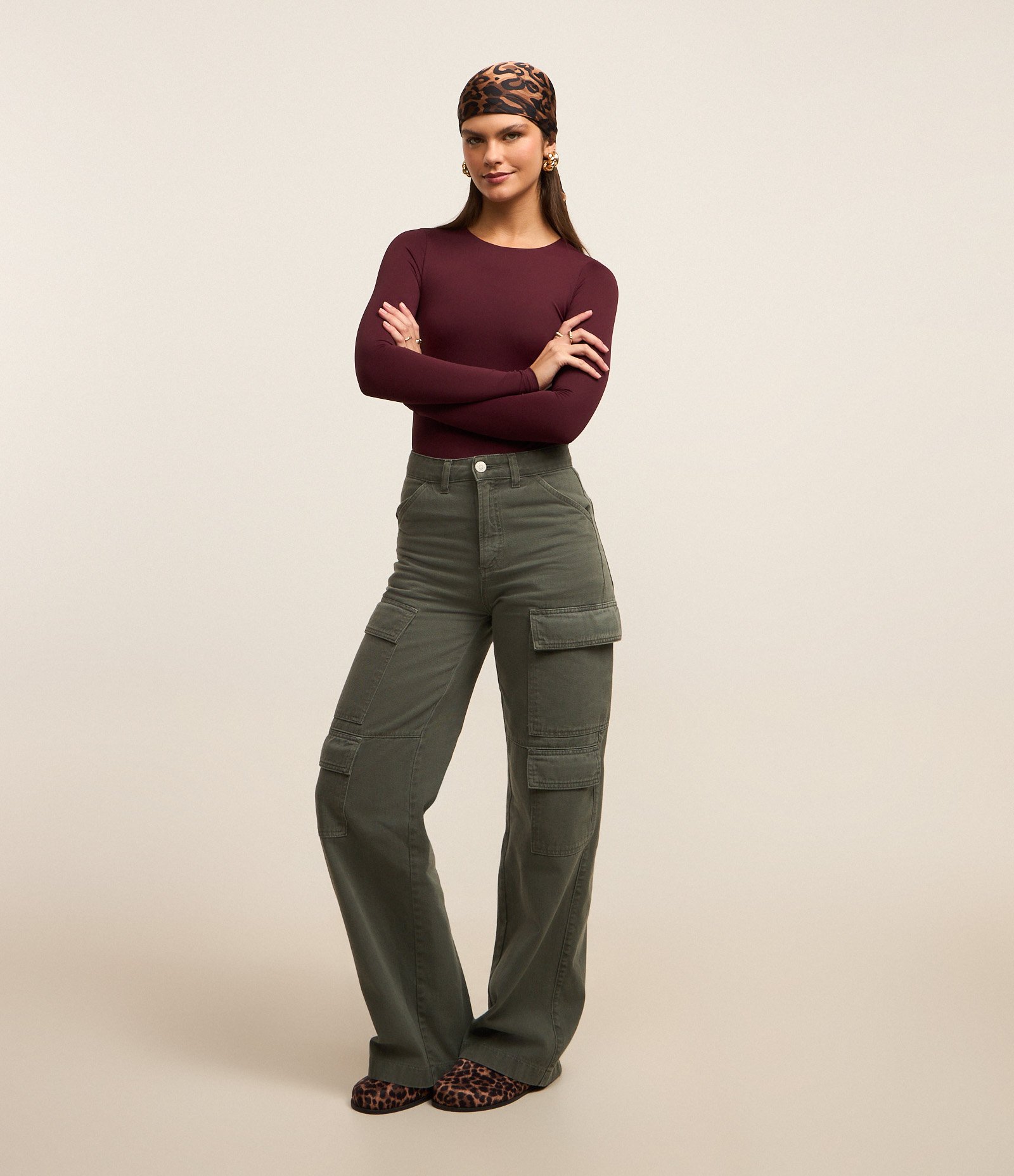 Body em Poliamida Manga Longa Bordô 2