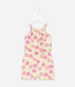 Macaquinho Infantil com Estampa de Cerejas - Tam 0 a 18 Meses