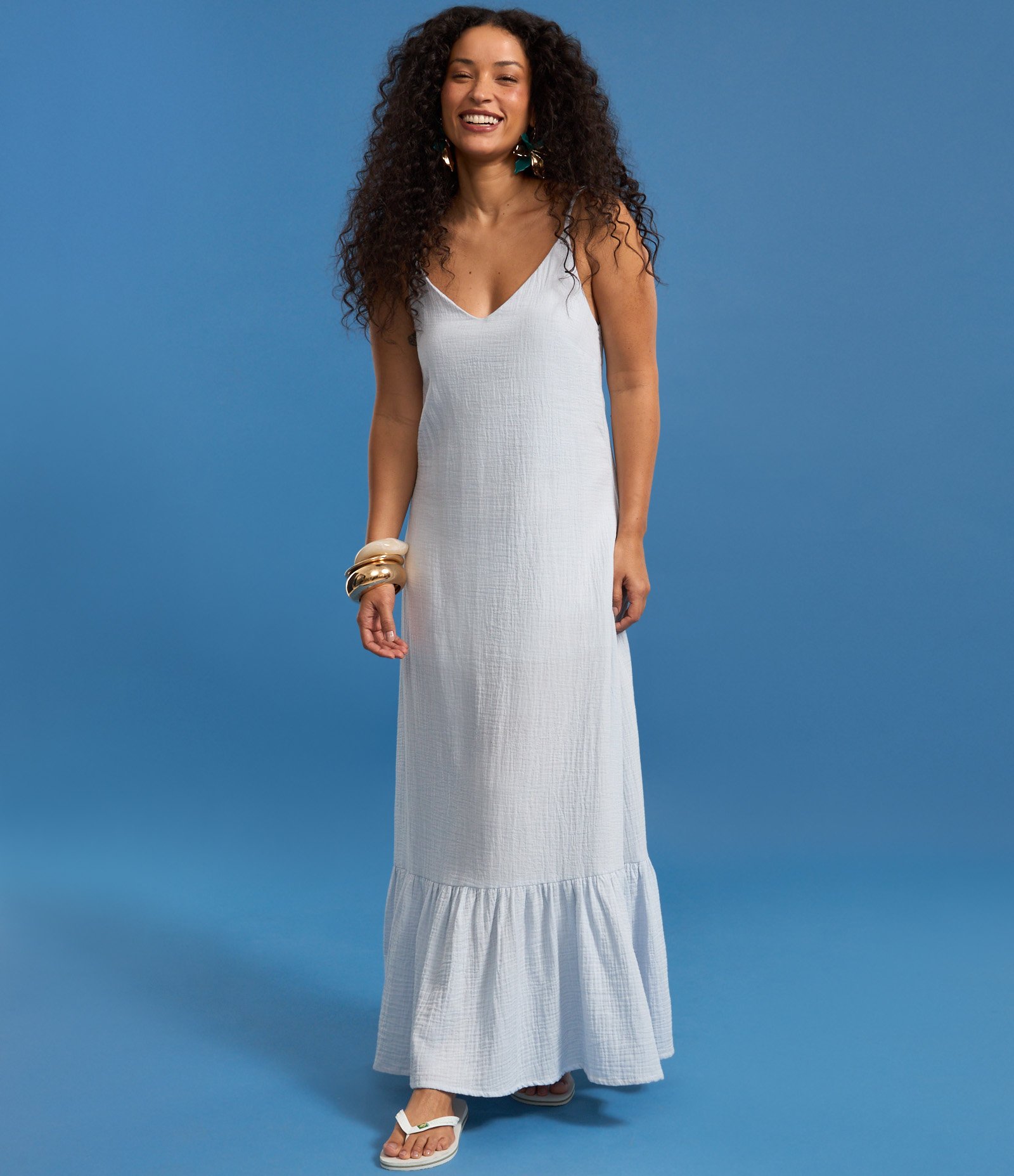 Vestido Evasê Longo em Cambraia com Textura Lilás 5