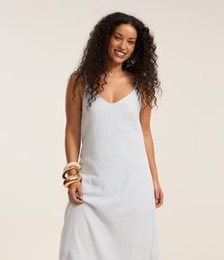 Vestido Evasê Longo em Cambraia com Textura