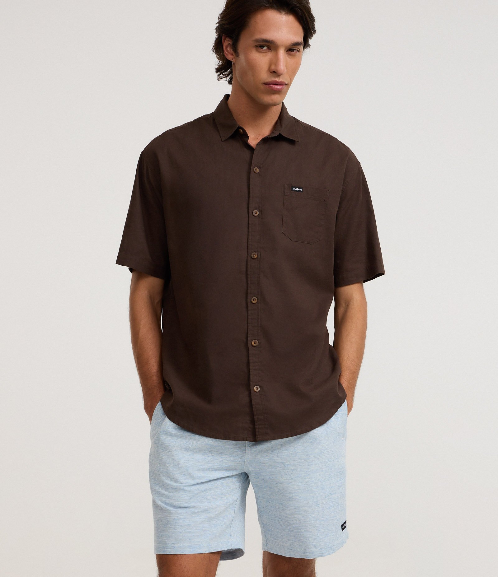 Bermuda Regular com Cordão e Efeito Rajado Azul 3