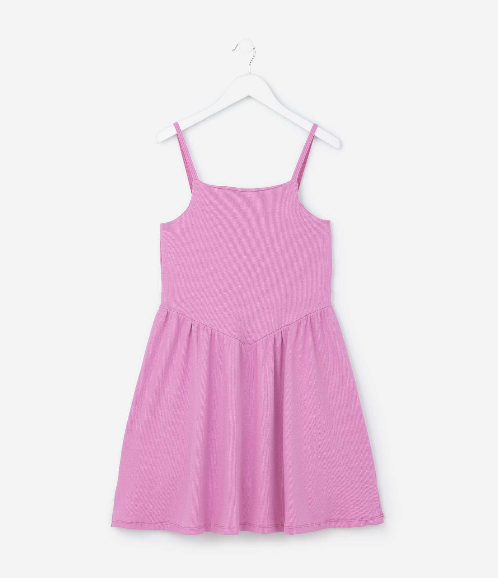 Vestido Infantil em Ribana com Cintura em V - Tam 5 a 14 Anos Rosa 1