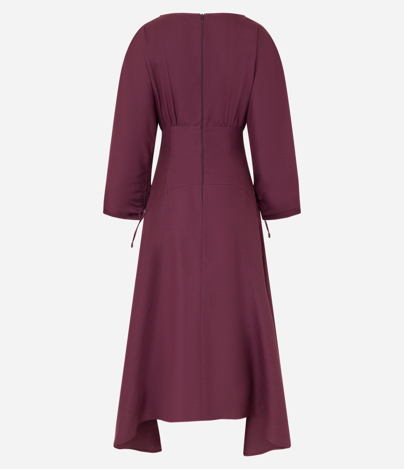 Vestido Longo em Algodão e Linho com Vazado e Franzidos Vinho 8