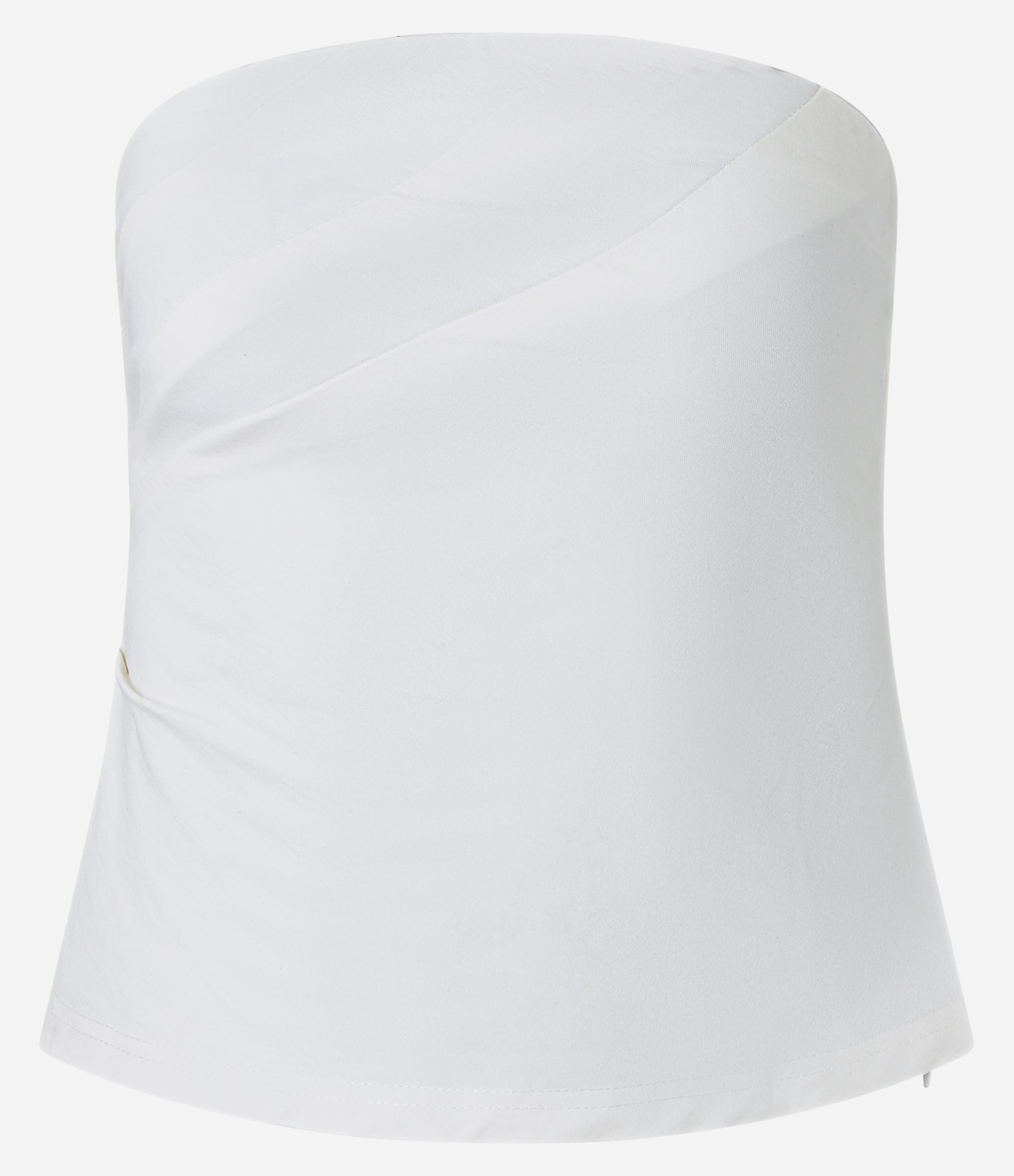 Blusa em Viscose sem Alça com Drapeados Laterais Branco 1