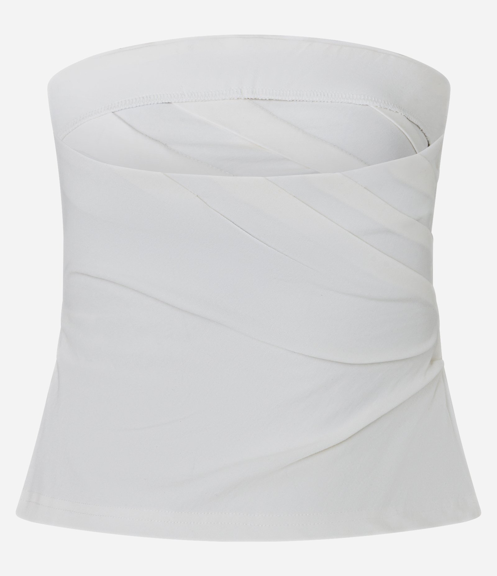 Blusa em Viscose sem Alça com Drapeados Laterais Branco 2