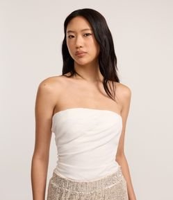 Blusa em Viscose sem Alça com Drapeados Laterais