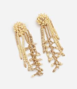 Maxi Brinco em Miçanga com Cristais Artificais em Franjas