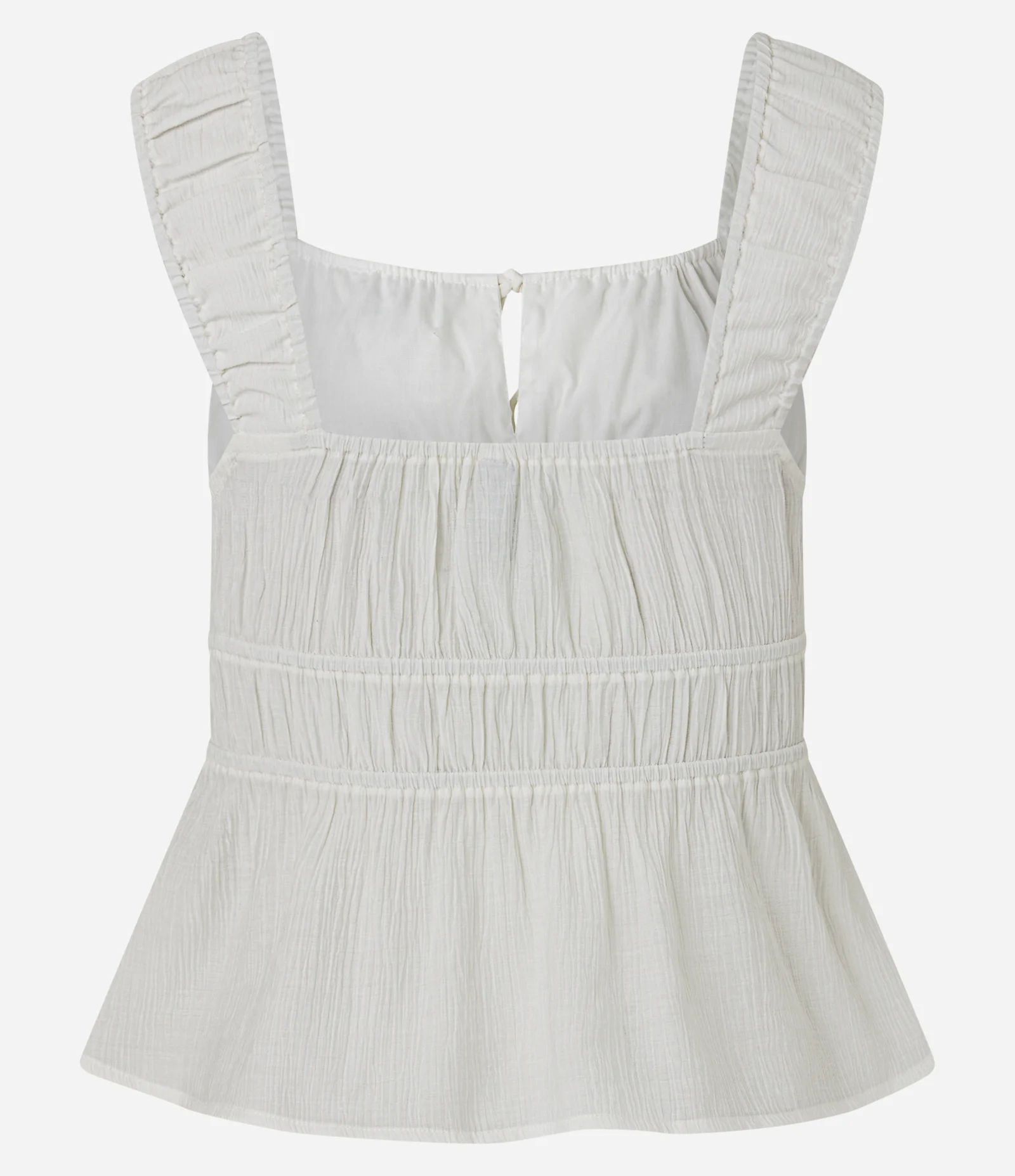 Blusa Texturizada com Amarração e Babado Branco 9