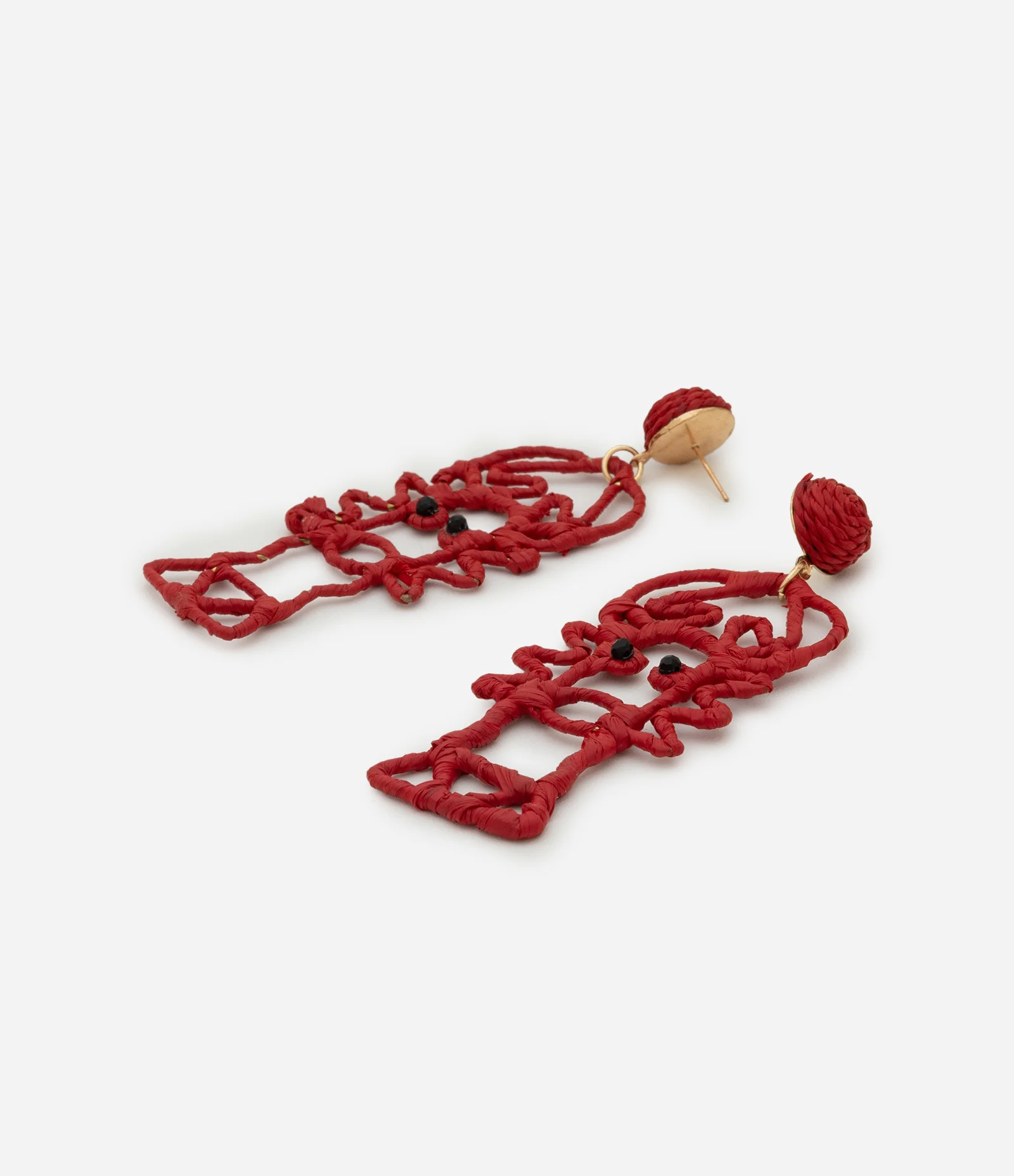 Maxi Brinco em Ráfia com Lagosta Aramada Vermelho 2