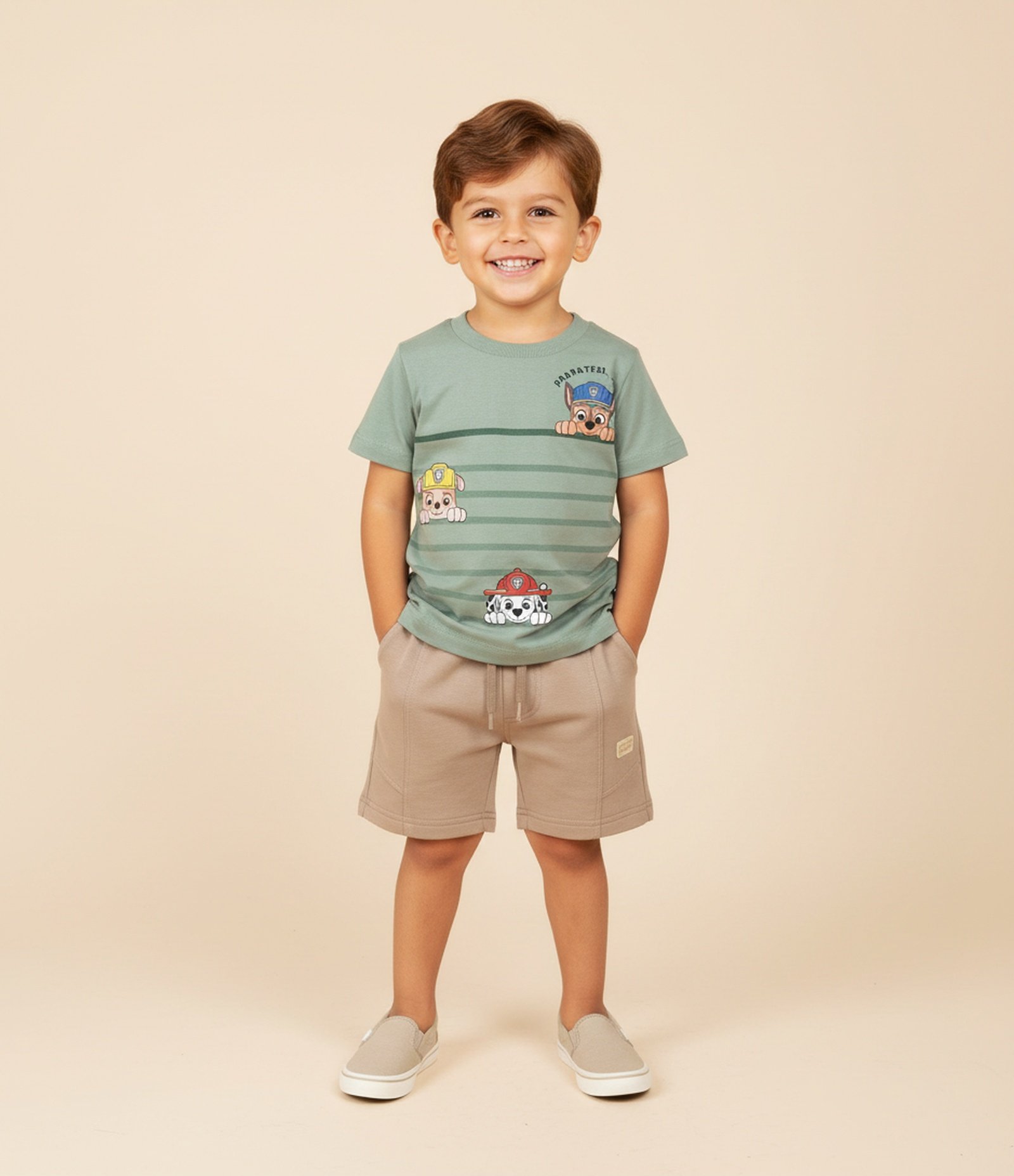 Camiseta Infantil com Estampa Patrulha Canina - Tam 2 a 6 Anos Verde 1