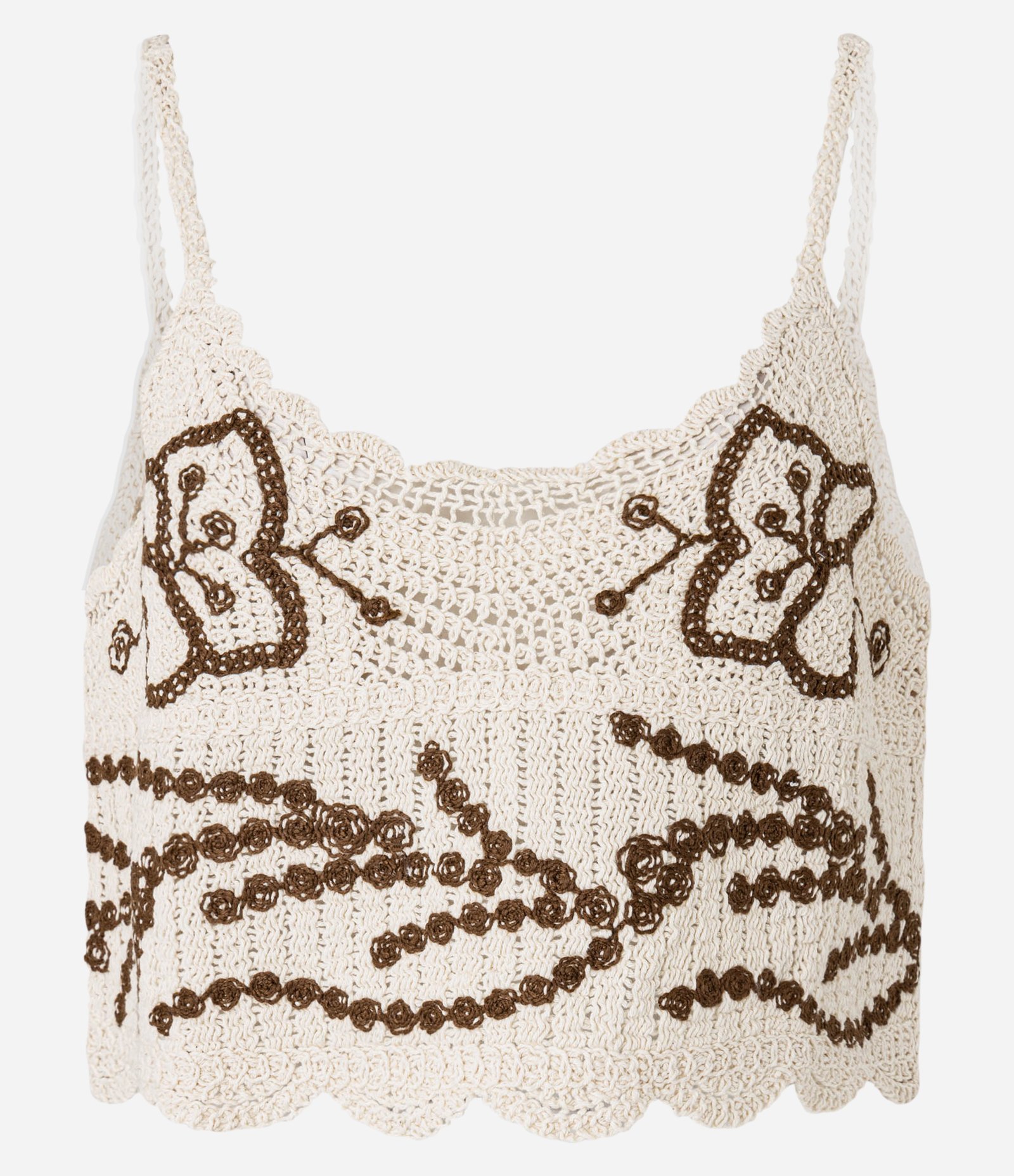 Blusa Cropped em Tricô com Bordado de Borboletas Bege 4