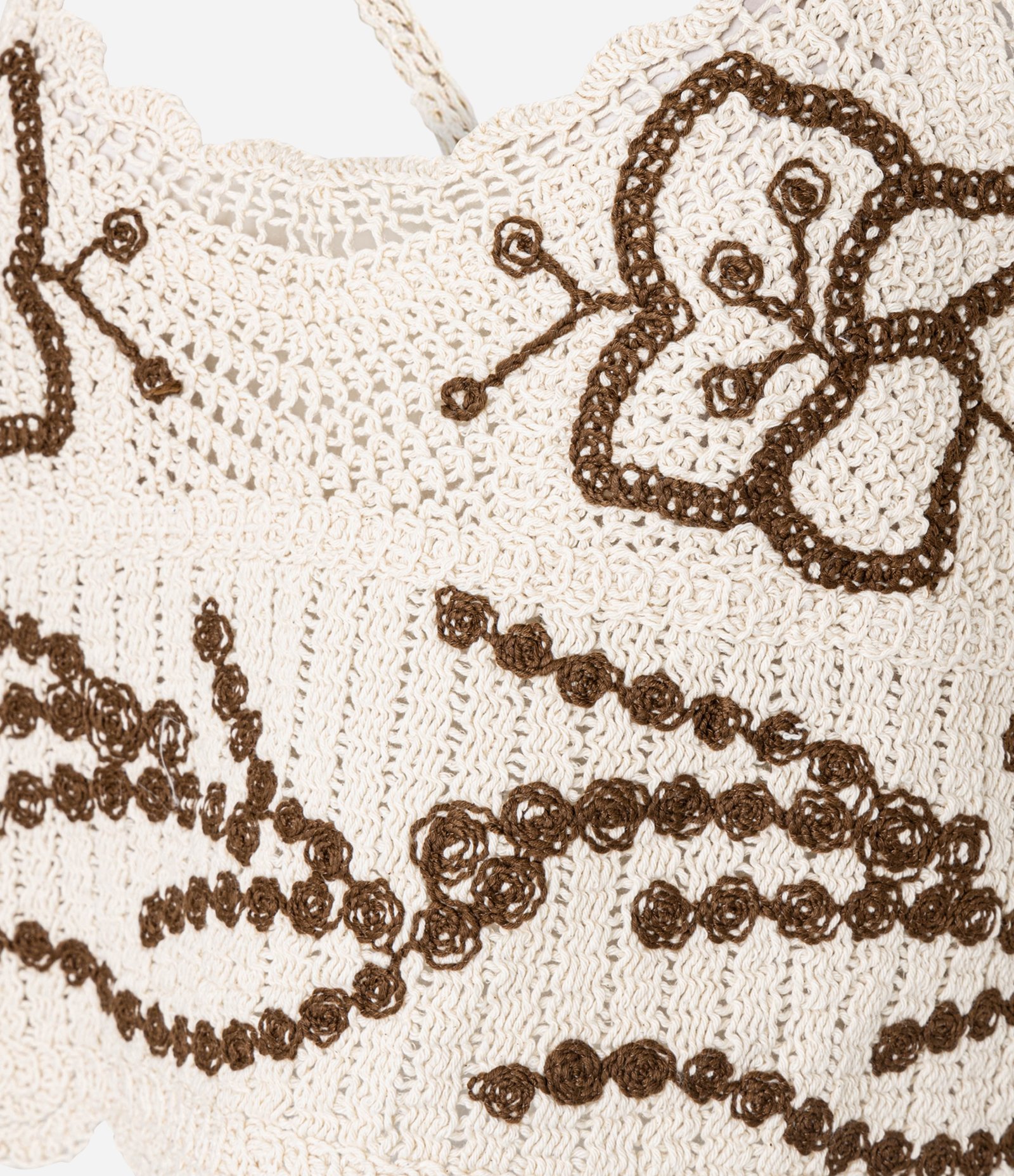 Blusa Cropped em Tricô com Bordado de Borboletas Bege 5