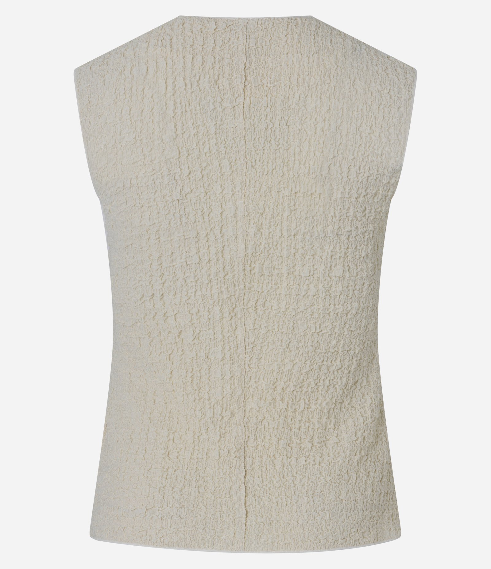 Blusa Regular em Anarruga Sem Mangas Texturizadas Bege 6