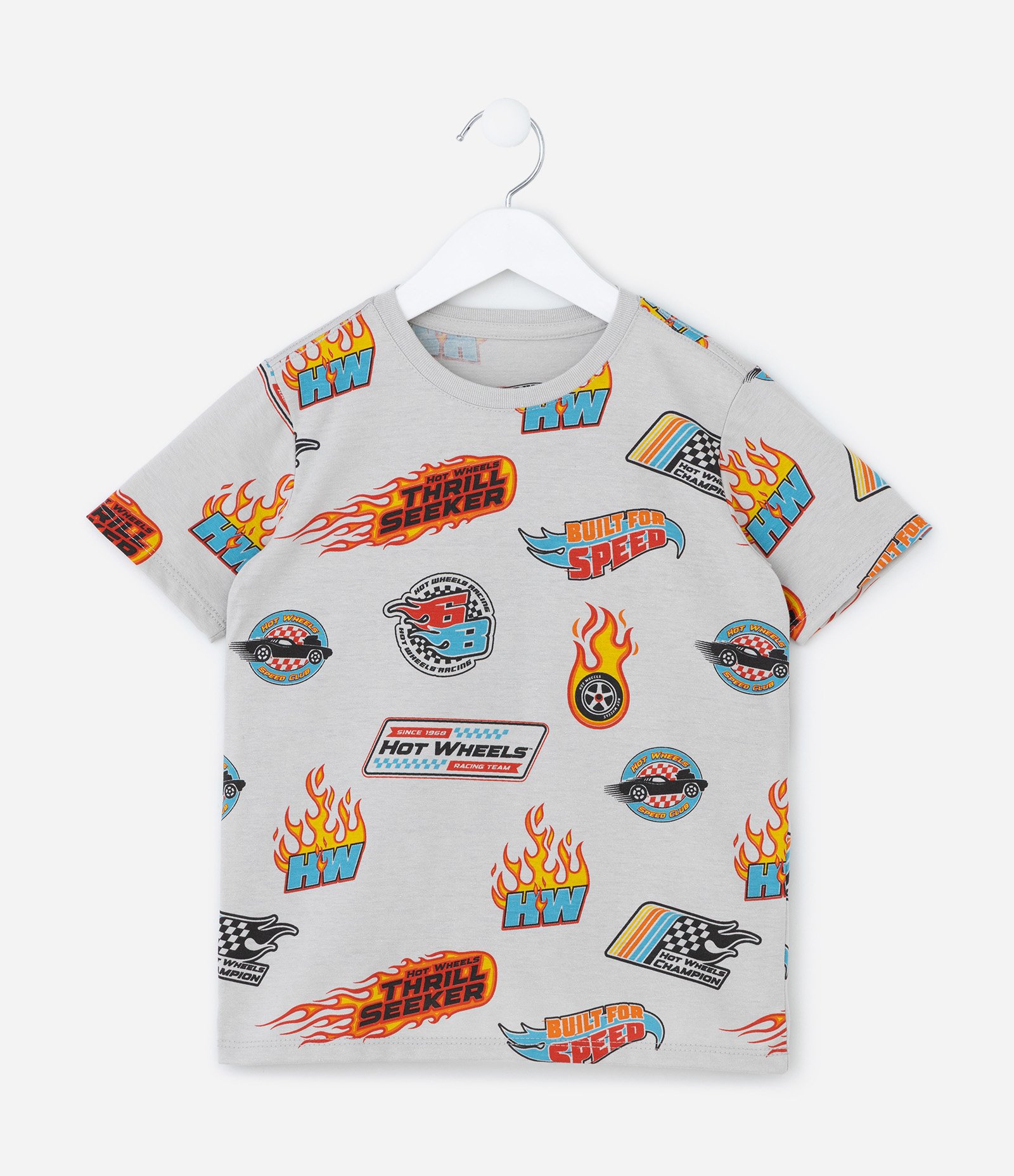 Camiseta Infantil com Estampa Hot Wheels - Tam 4 a 10 Anos Cinza 2