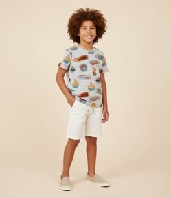 Camiseta Infantil com Estampa Hot Wheels - Tam 4 a 10 Anos