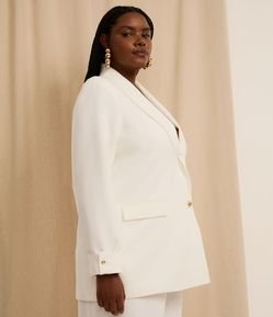 Blazer em Alfaiataria com Botão Gold Curve & Plus Size