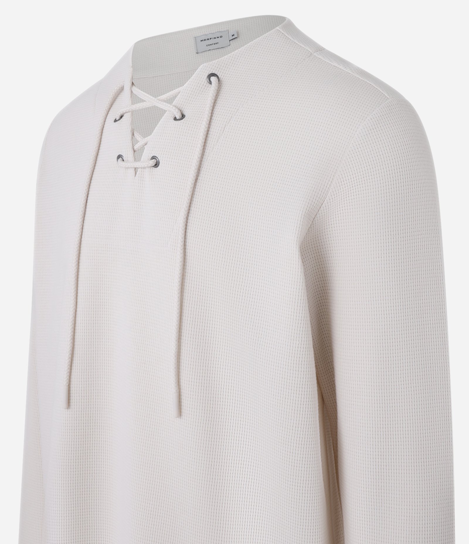 Bata Comfort Texturizado com Gola V e Amarração Bege 6