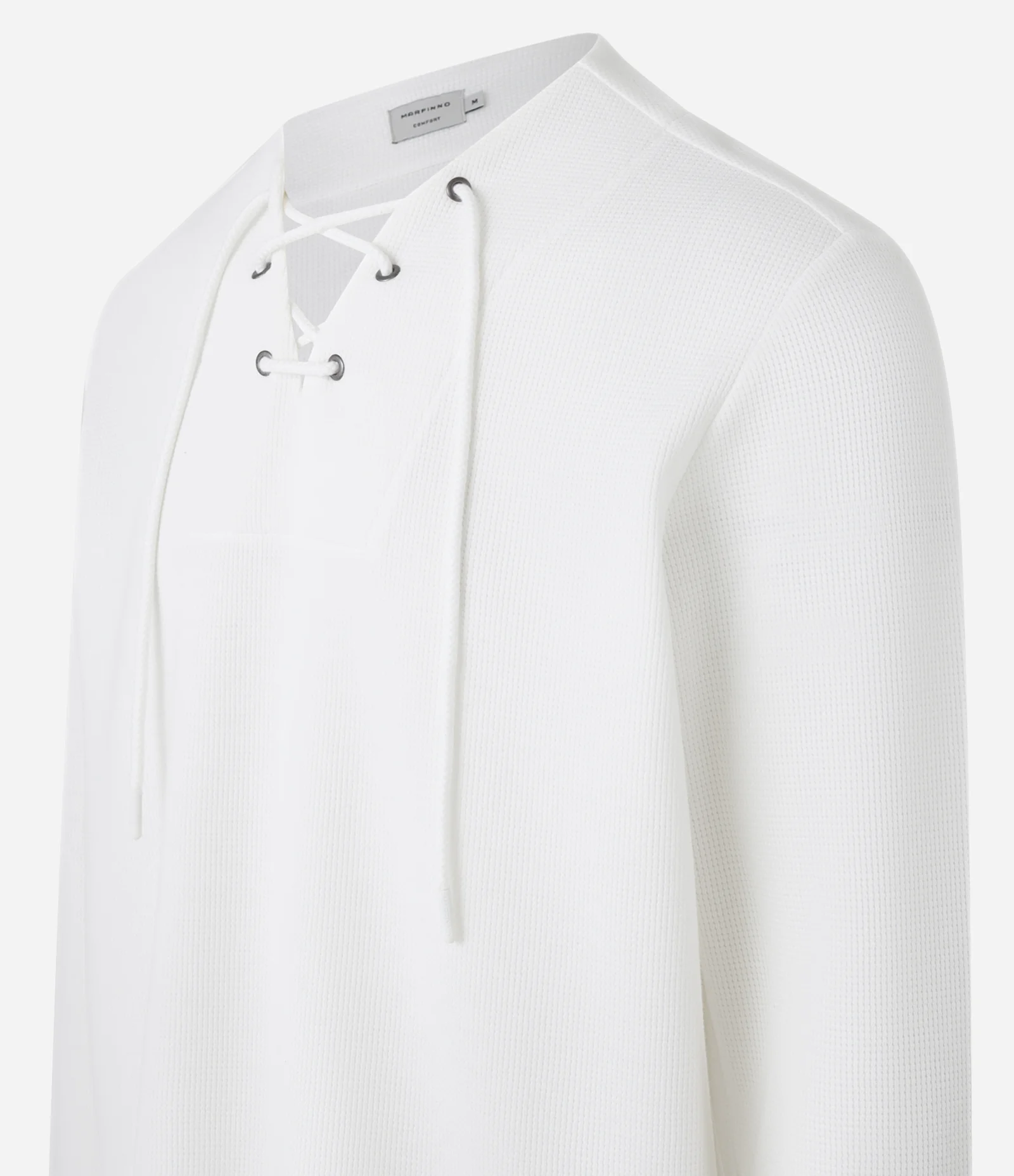 Bata Comfort Texturizado com Gola V e Amarração Branco 5