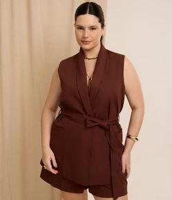 Colete Alfaiataria Alongado com Amarração na Cintura Curve & Plus Size