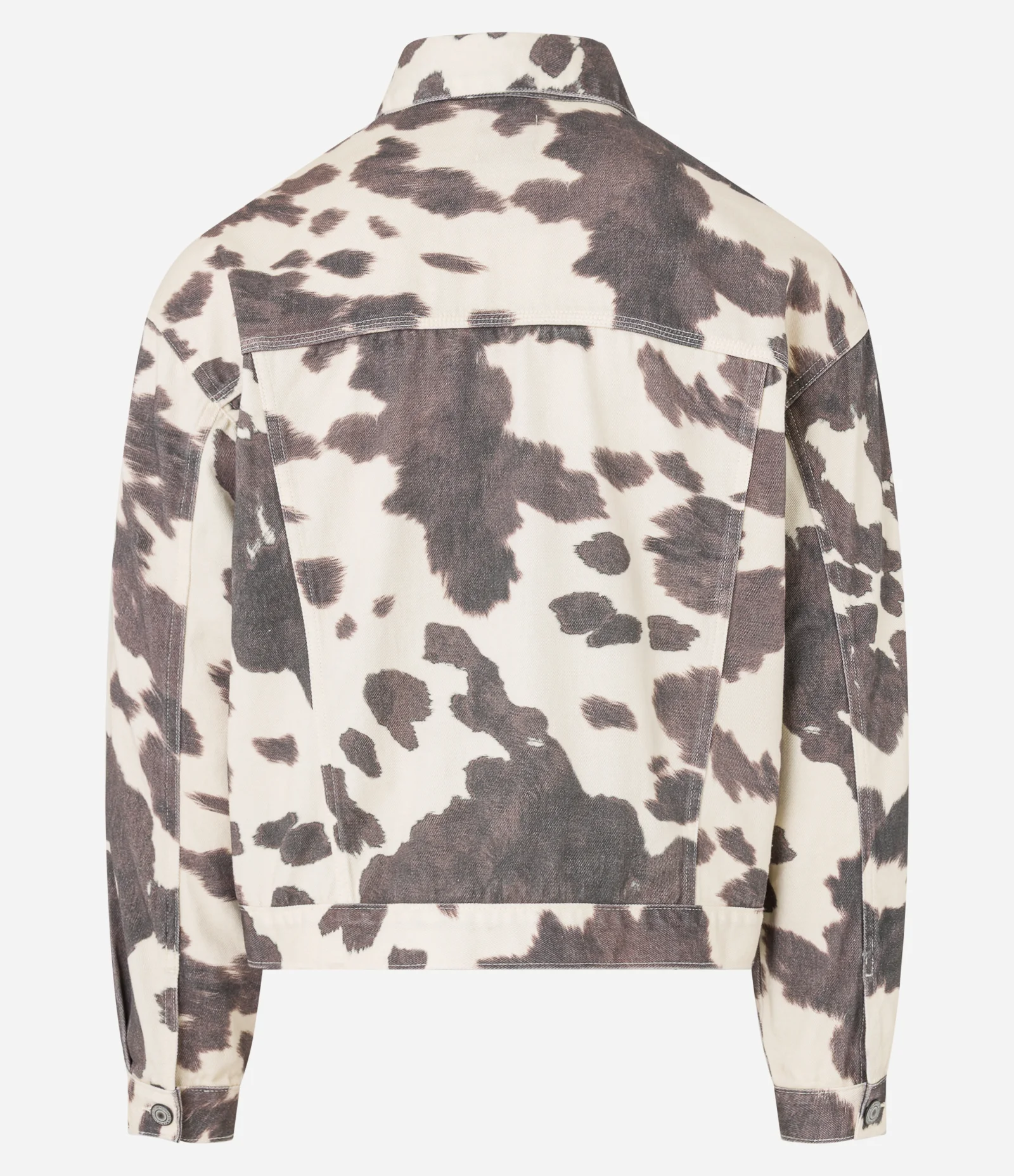 Jaqueta Trucker Boxy em Sarja com Estampa Animal Print de Vaquinha Bege/Marrom 8