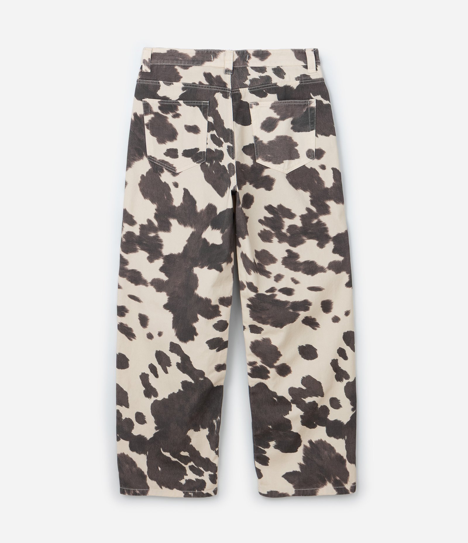 Calça Supper Baggy em Sarja com Estampa Animal Print de Vaquinha Bege 6