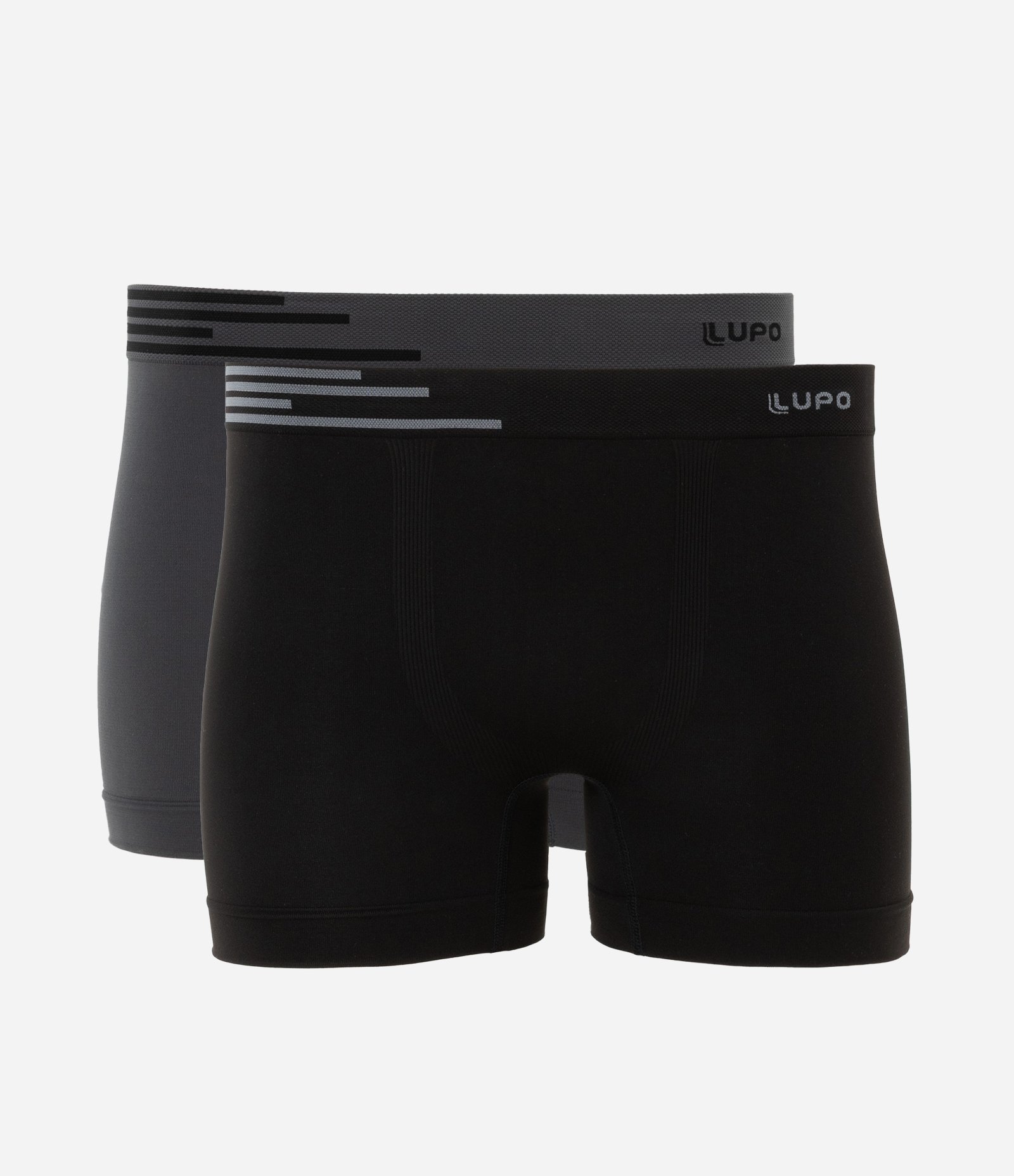 Kit 02 Cuecas Boxer em Microfibra Lupo Preto/Cinza 1