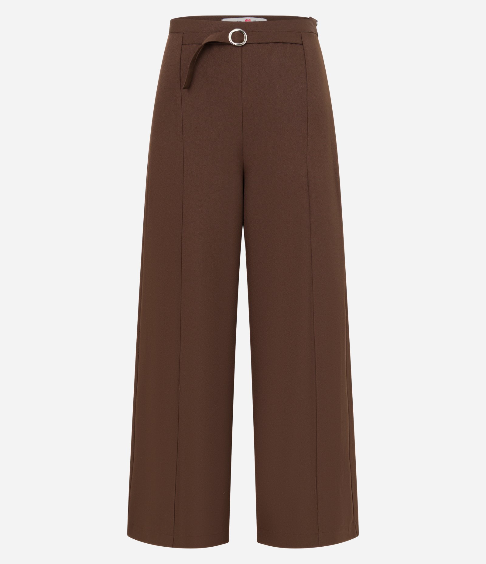 Calça Pantalona em Alfaiataria com Cintinho e Fivela Marrom 5