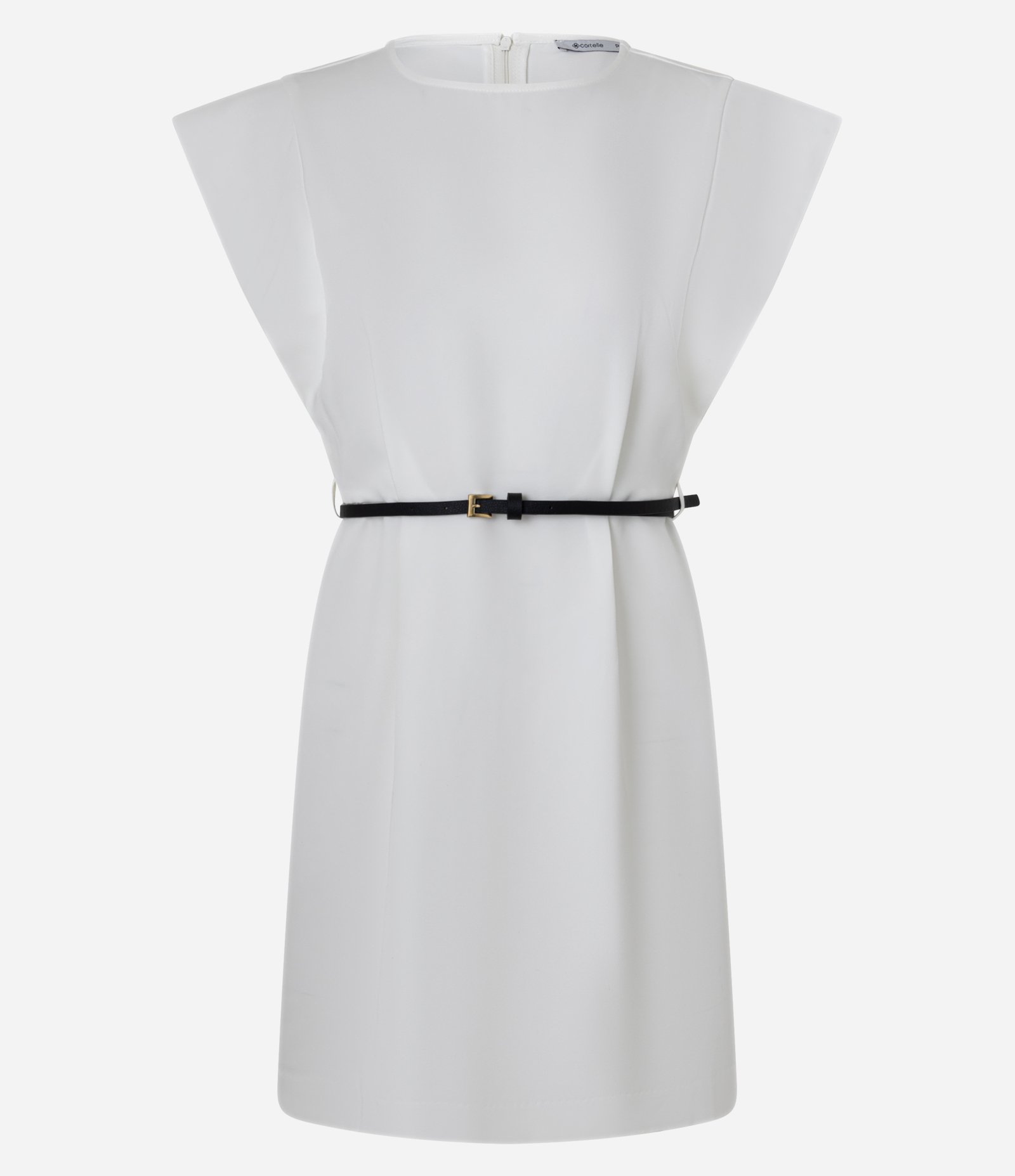 Vestido Curto em Alfaiataria com Cinto de PU Branco 5
