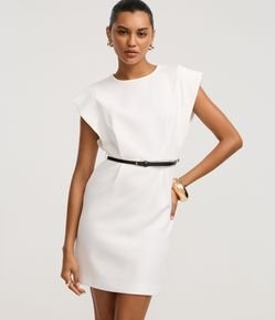 Vestido Curto em Alfaiataria com Cinto de PU