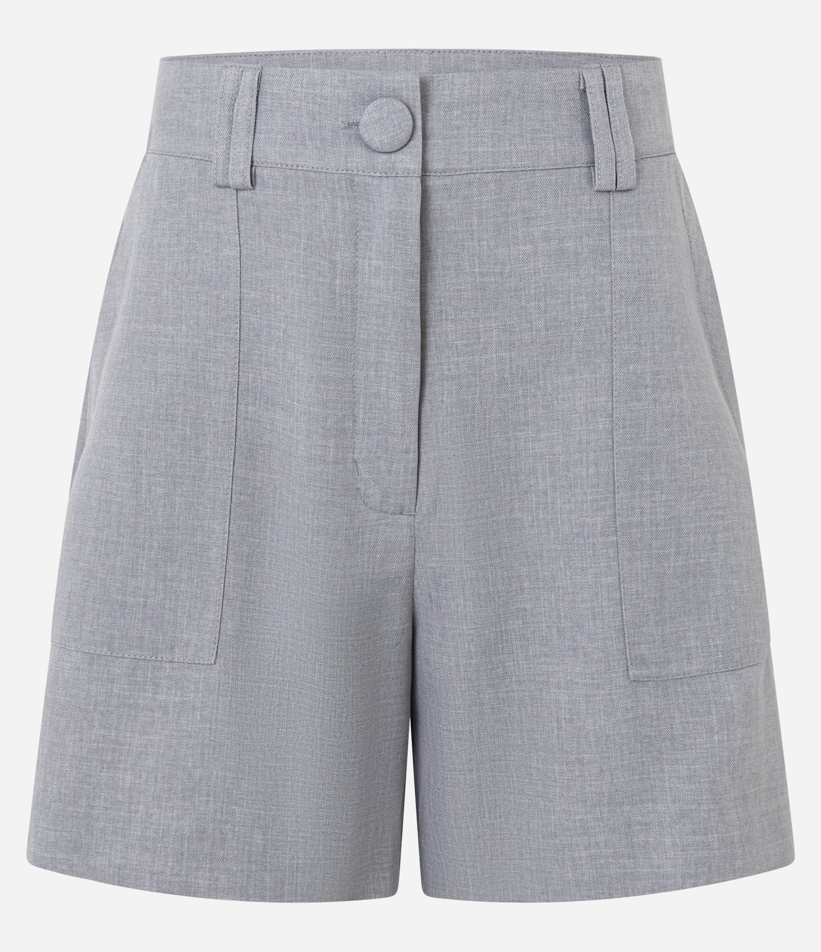 Short Alfaiataria Cintura Alta em Crepe com Passantes Duplos Cinza 5