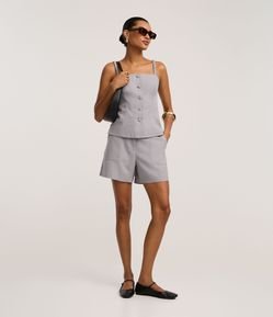 Short Alfaiataria Cintura Alta em Crepe com Passantes Duplos