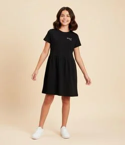 Vestido Infantil com Estampa Lettering - Tam 5 a 14 anos