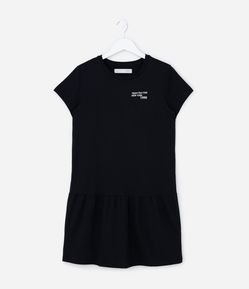 Vestido Infantil com Estampa Lettering - Tam 5 a 14 anos