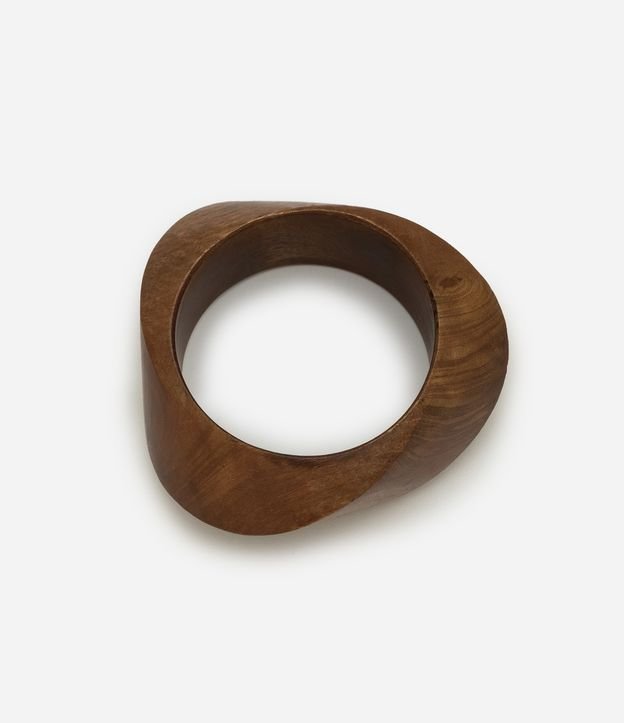 Maxi Bracelete Rígido em Madeira com Forma Orgânica