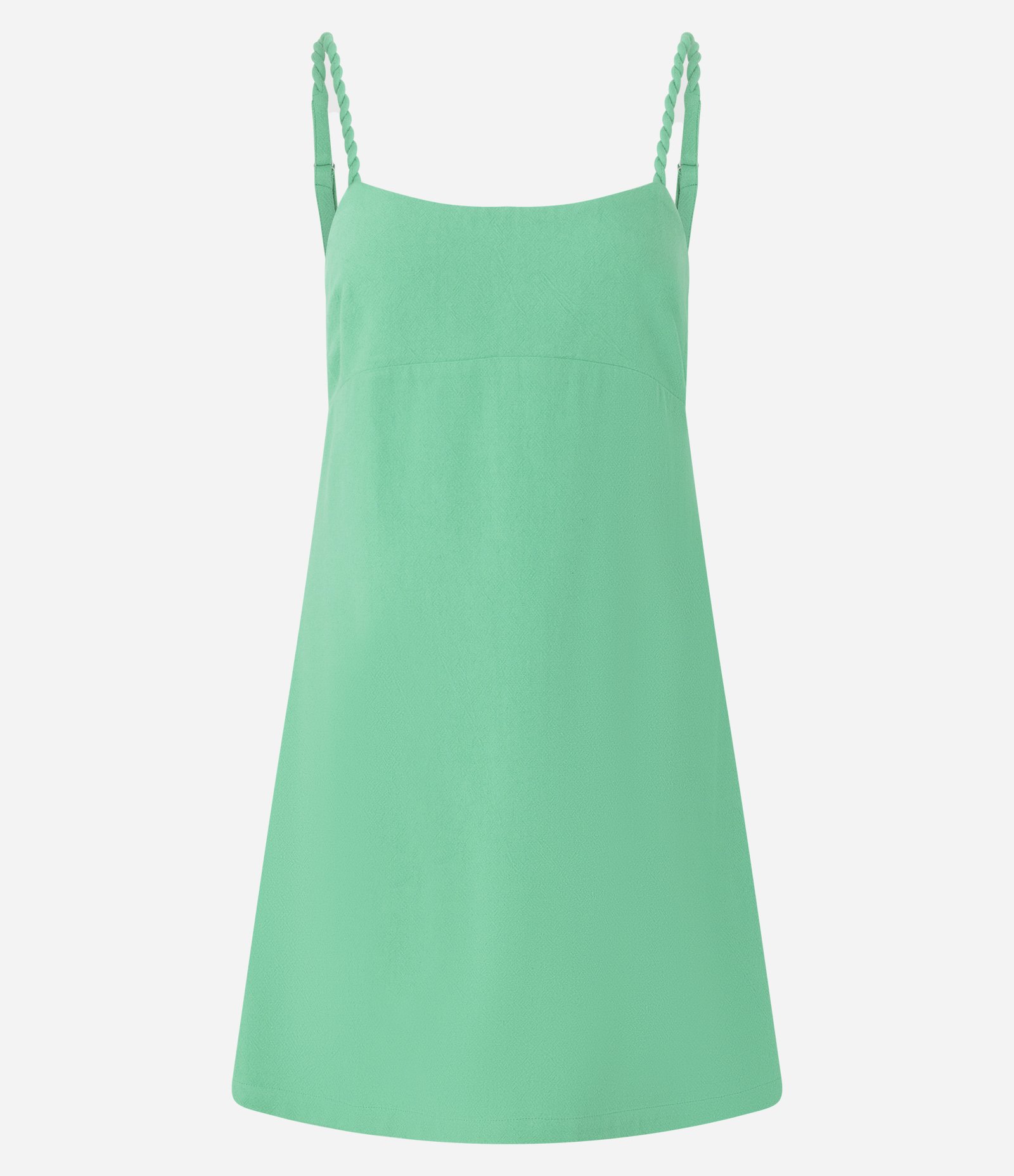 Vestido Curto em Viscolinho com Alça Trançada Verde 7