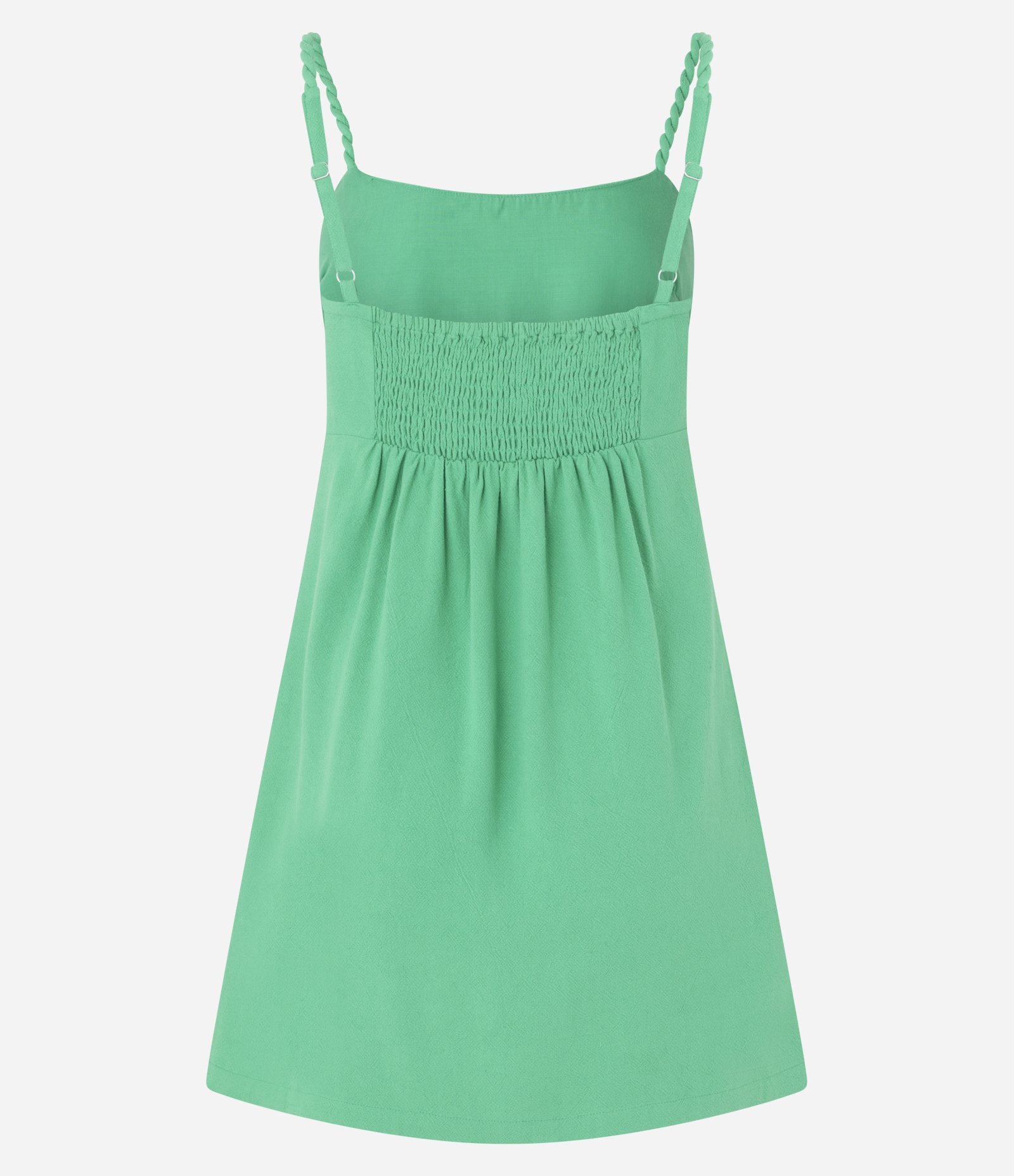 Vestido Curto em Viscolinho com Alça Trançada Verde 8