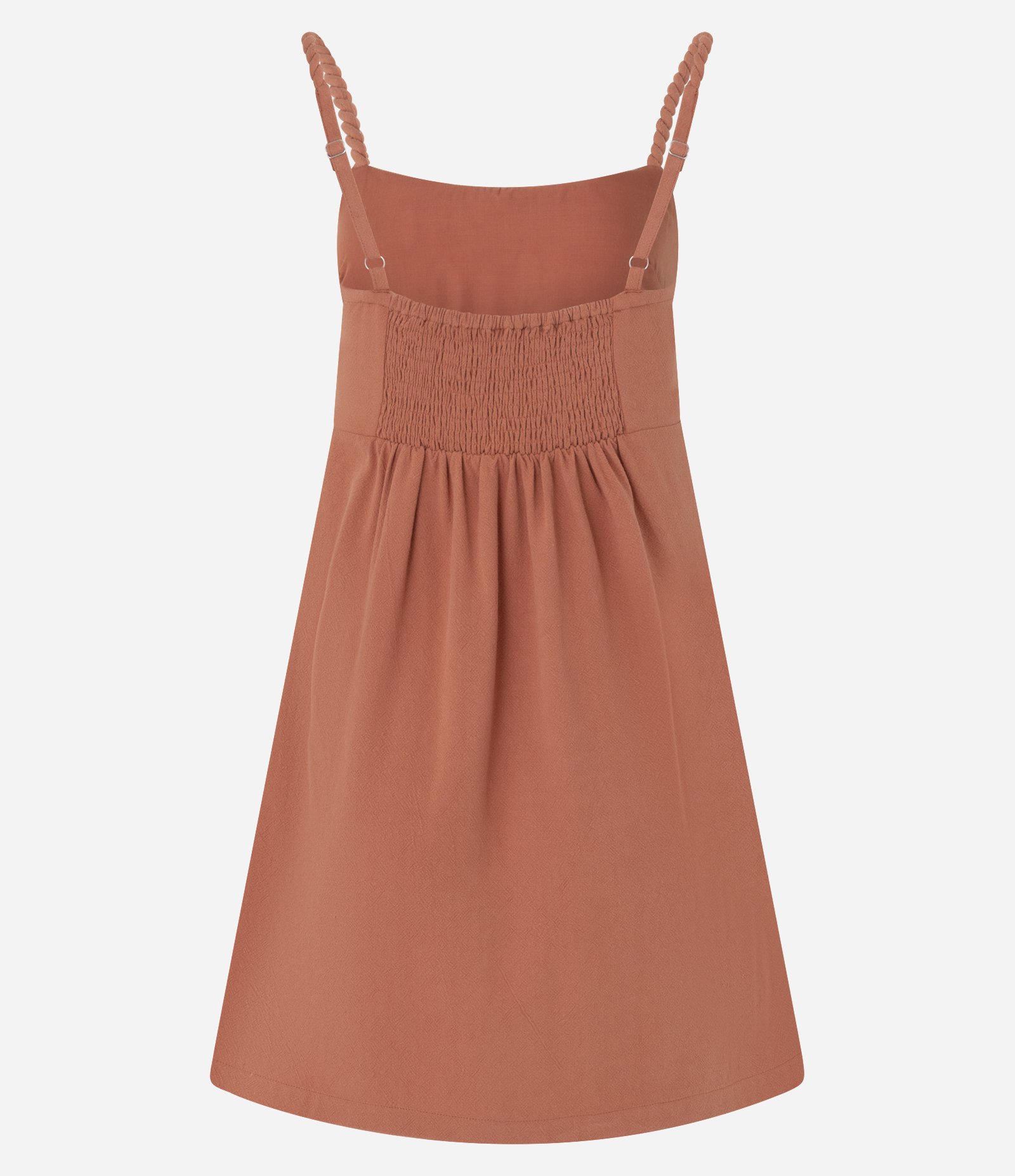 Vestido Curto em Viscolinho com Alça Trançada Marrom 6