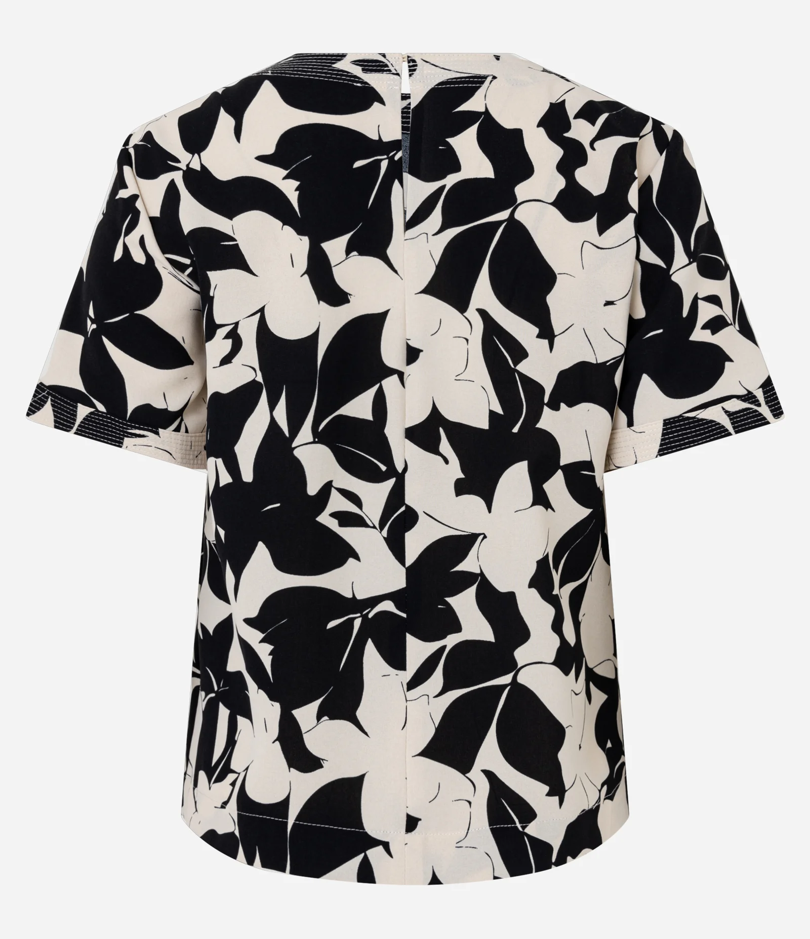 Blusa Manga Curta com Estampa Floral Bege/Preto 6