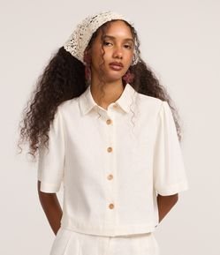 Camisa Boxy em Viscose com Mangas Bufantes