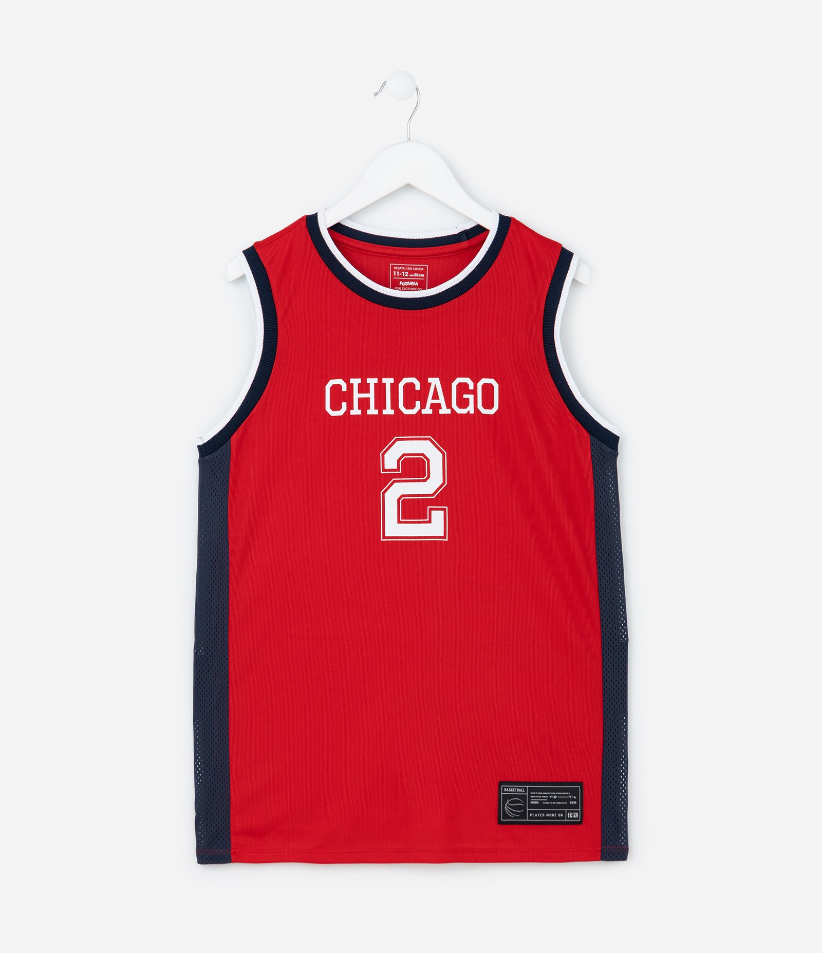 Regata Esportiva Infantil com Estampa Basquete Chicago - Tam 5 a 14 Anos Vermelho 1