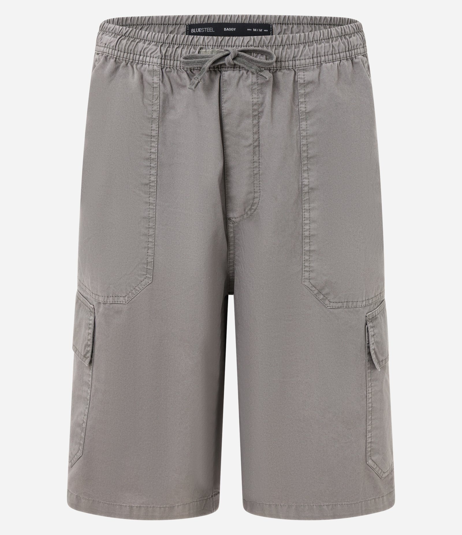 Bermuda Baggy em Sarja com Bolso Cargo Cinza 5