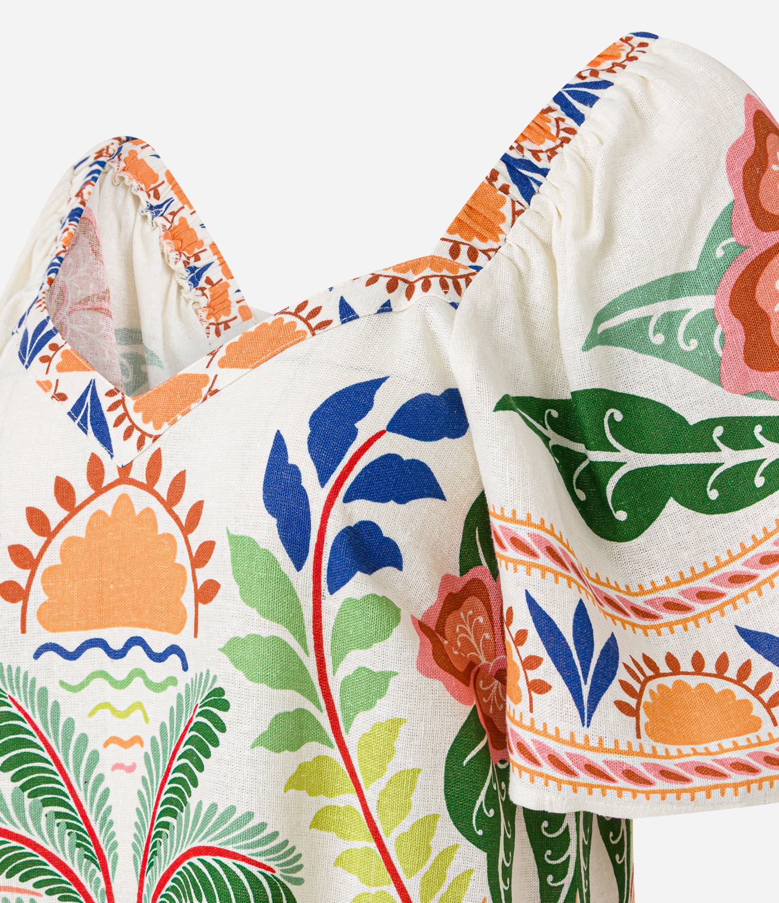 Vestido Curto em Viscolinho com Estampa Tropical Multicores 6