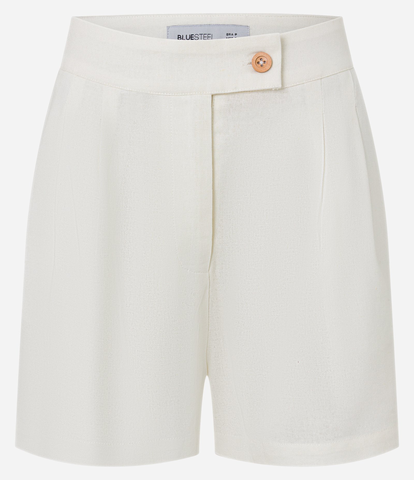 Short Cintura Alta em Viscolinho com Pregas e Bolsos Off White 5